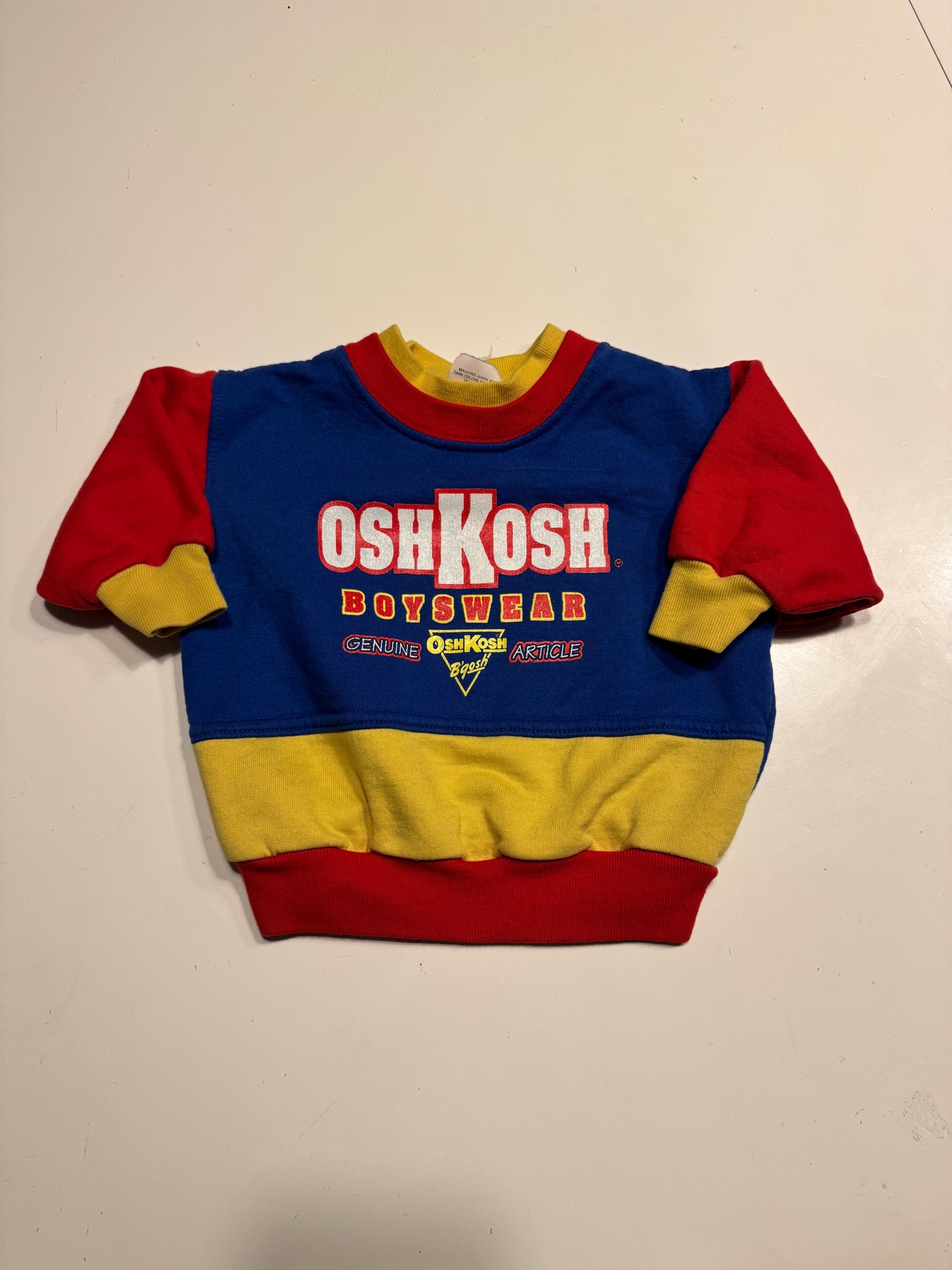 90s Kids Toddler Infant Vintage Baby B’Gosh Oshkosh Multicolour Blue Red Yellow Pullover Sweatshirt//12m