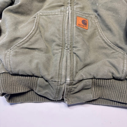 2000s Kids Army Green Active Carhartt Hooded Thick Jacket  7Y