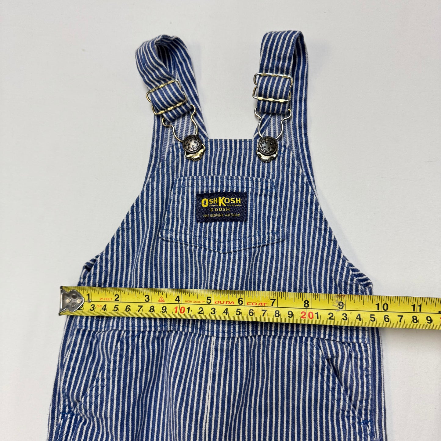 90s Kids Baby Vintage Oshkosh B’Gosh Lightweight Hickory Stripe  Denim Overall / 12m /