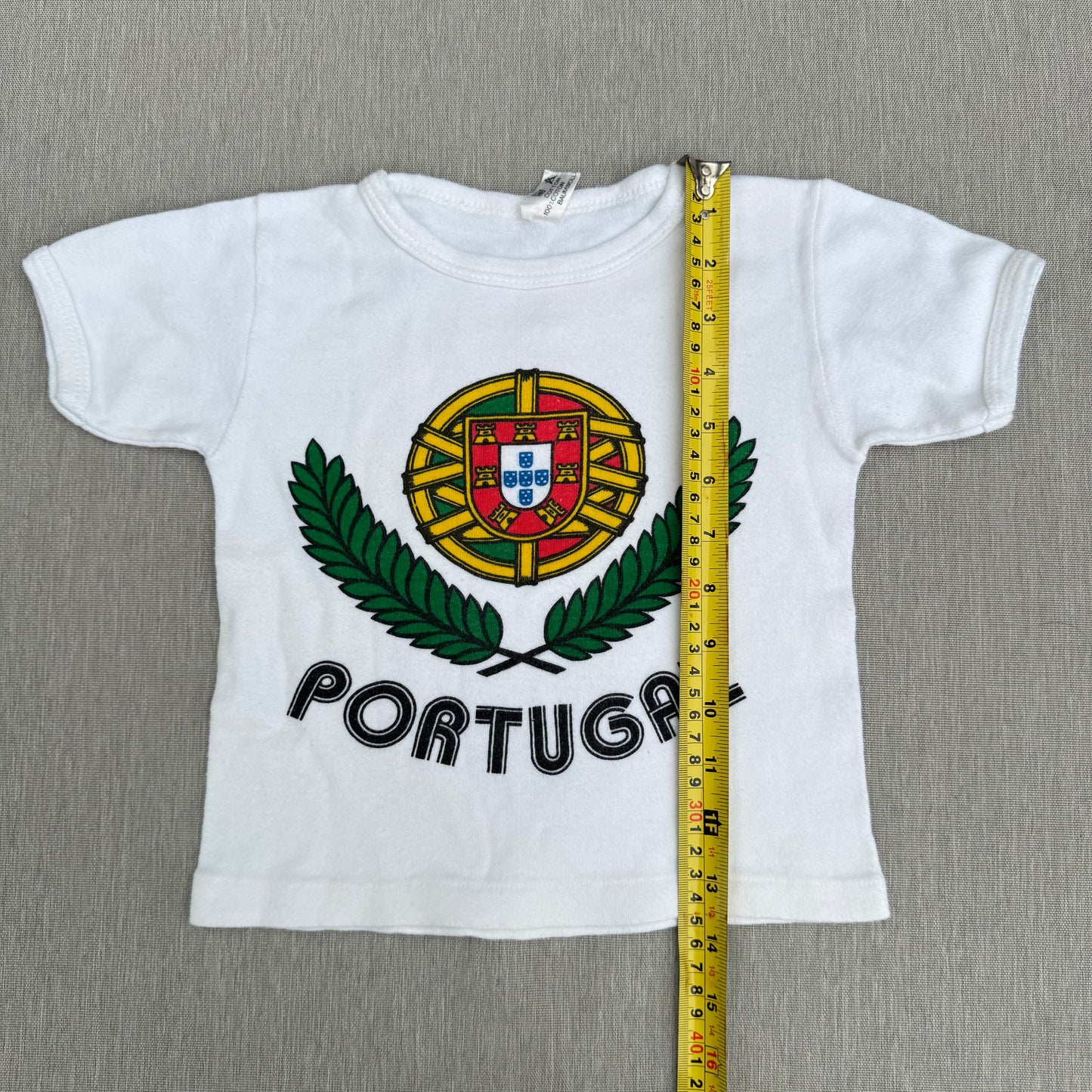 70s Kids Toddler Vintage Portugal Coat of Arms Print Souvenir Short Sleeve 100% Cotton T-Shirt 6Y Made in Portugal