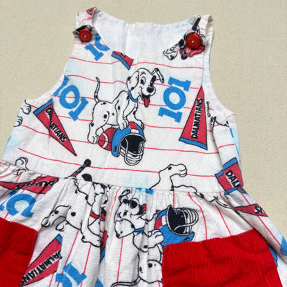 90s Kids Vintage Handmade Dalmatian Loose Fit Overall & Corduroy Zip Up Jacket 2pc Set / 4T 5T