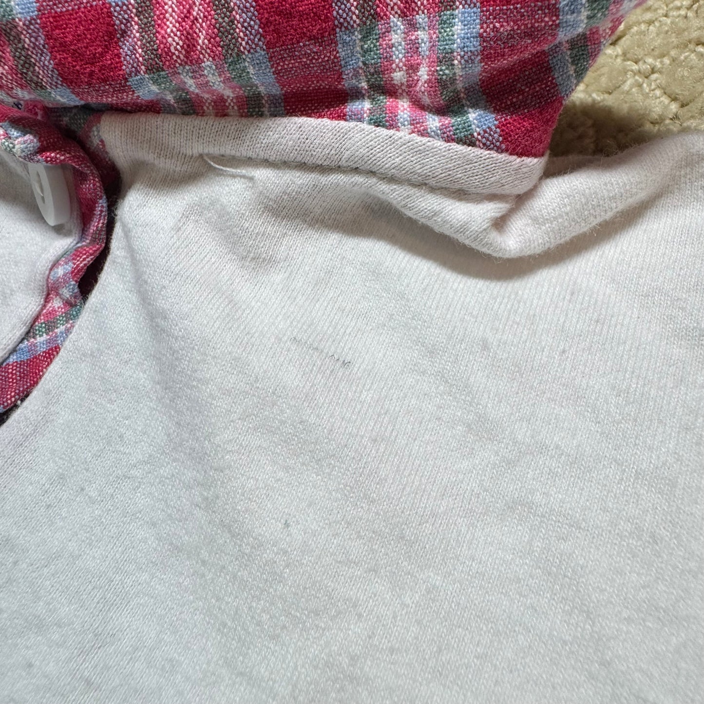 90s Kids Toddler Infant Vintage Baby B’Gosh Oshkosh 2 Piece Set Plaid Overall With Matching White Ruffle Long Sleeve /2T / Made in USA