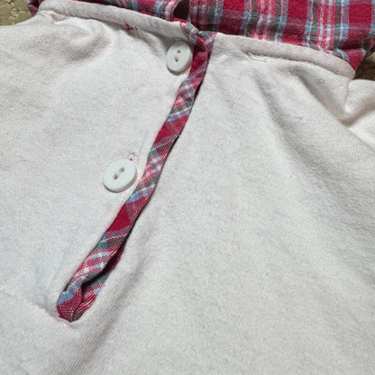 90s Kids Toddler Infant Vintage Baby B’Gosh Oshkosh 2 Piece Set Plaid Overall With Matching White Ruffle Long Sleeve /2T / Made in USA