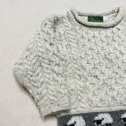 90s Kids Toddler Vintage Sheep Pattern Glencroft Pure Wool irish Fisherman Knit Sweater / 2T 3T