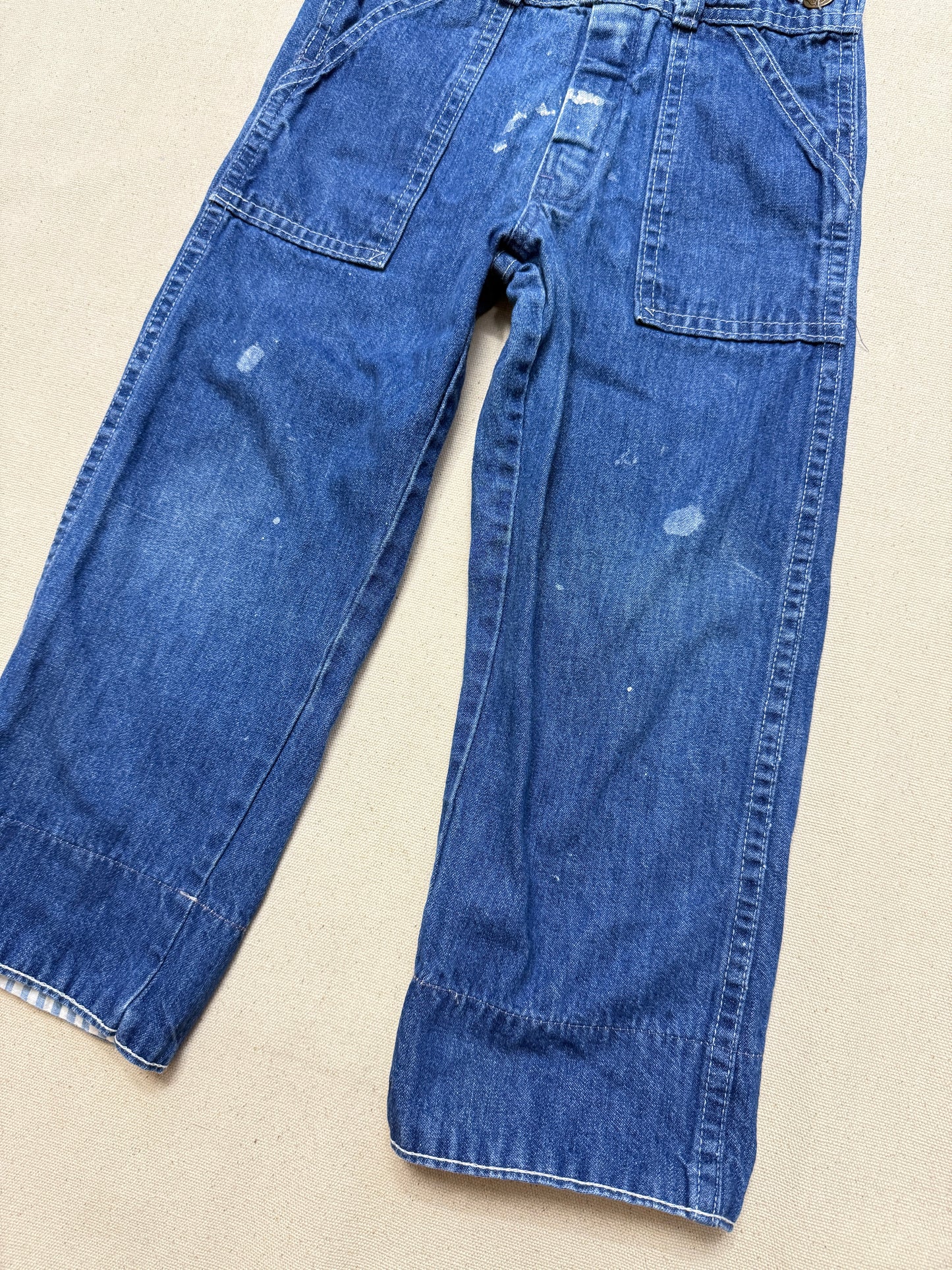 ASIS / 80s Kids Toddler Vintage Oshkosh Bgosh Stripe Pattern Denim Overall / 3T 4T / Made in USA