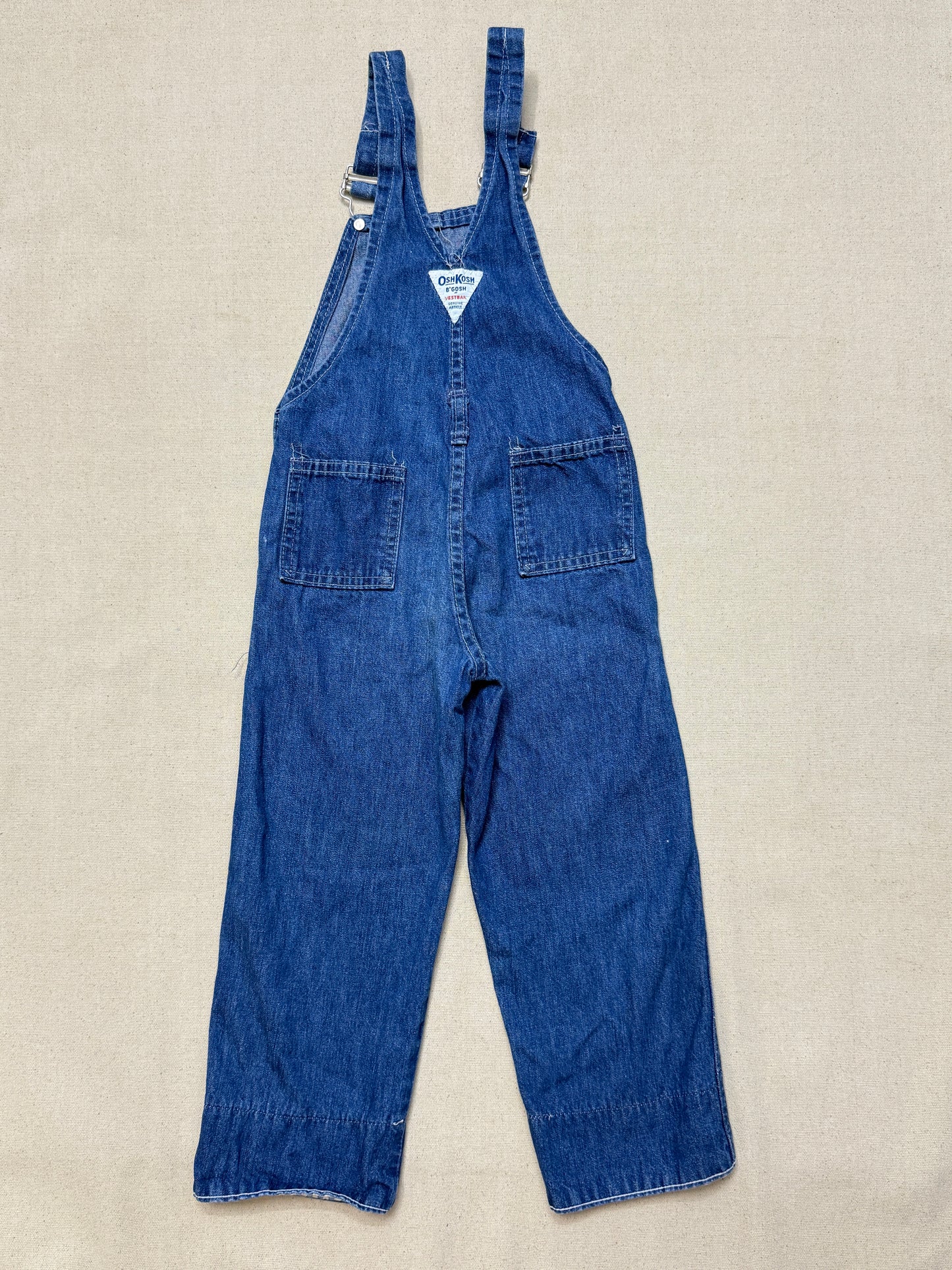 ASIS / 80s Kids Toddler Vintage Oshkosh Bgosh Stripe Pattern Denim Overall / 3T 4T / Made in USA