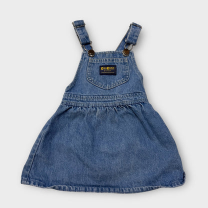 90s Kids Toddler Oshkosh Denim 100% Cotton Dress With Adjustable Straps 18m 2T Made In USA