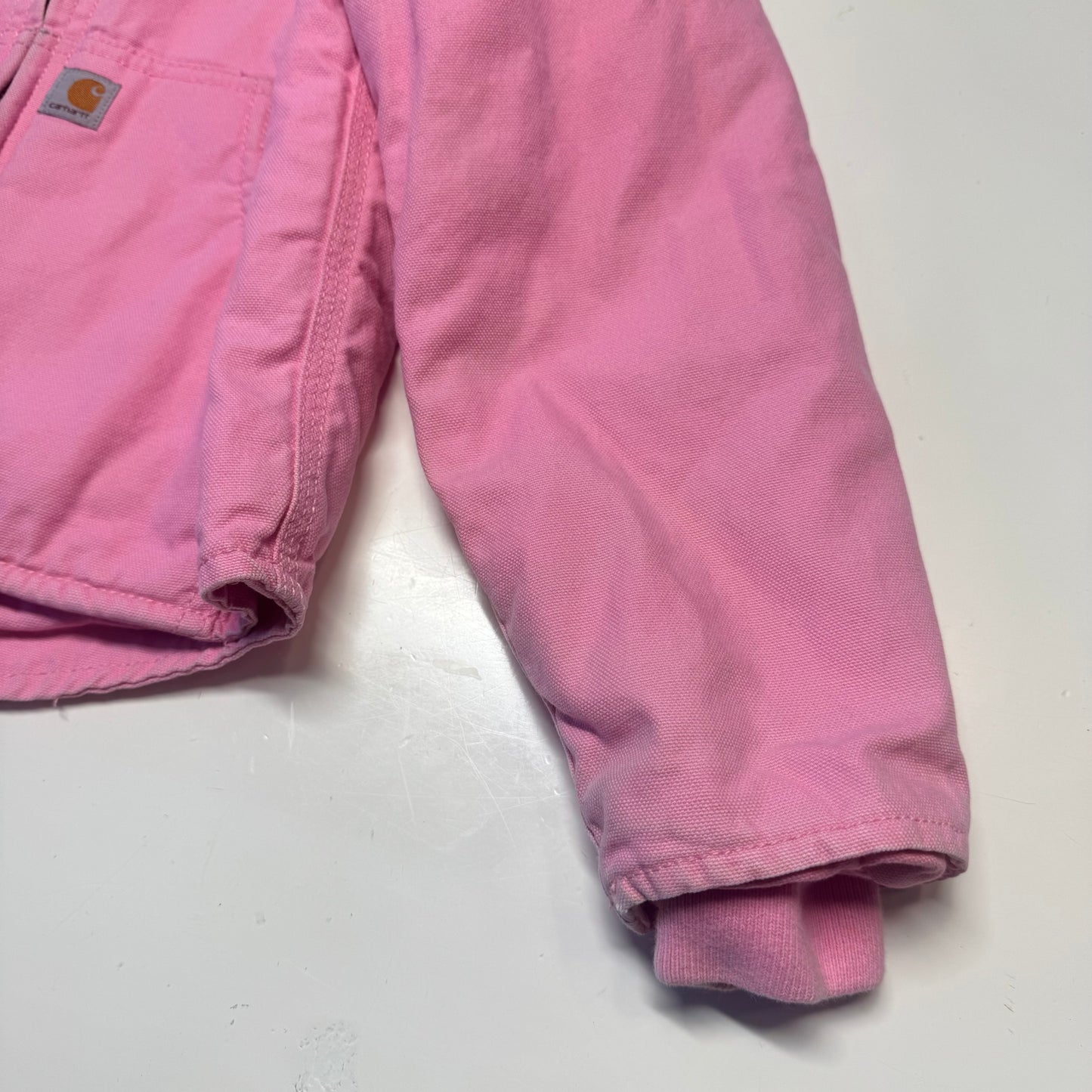 2000s Kids Vintage Pink Carhartt Zip Hooded Fleece Lined Jacket S 7Y 8Y