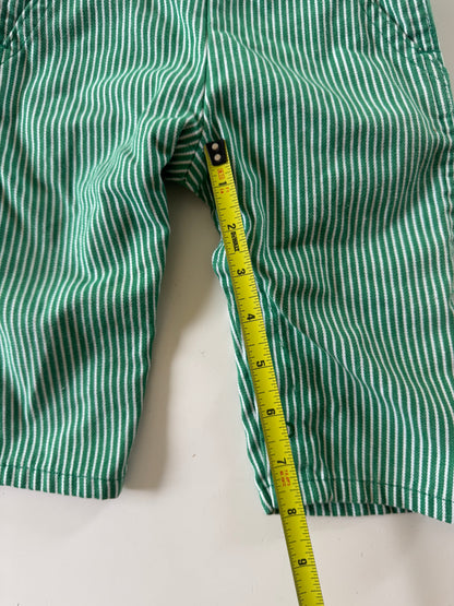 90s Kids Toddler Infant Vintage Baby B’Gosh Oshkosh Green White Stripe Overall //12m / Made in USA