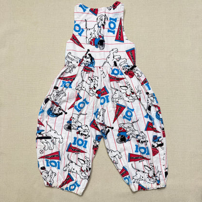 90s Kids Vintage Handmade Dalmatian Loose Fit Overall & Corduroy Zip Up Jacket 2pc Set / 4T 5T