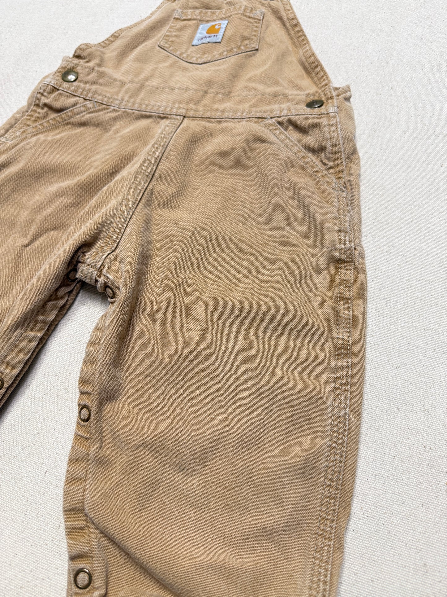 90s 2000 Kids Infant Vintage Carhartt Canvas Bib Light Brown Overall / 12m 18m 24m