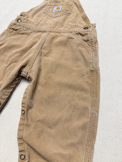 90s 2000 Kids Infant Vintage Carhartt Canvas Bib Light Brown Overall / 12m 18m 24m