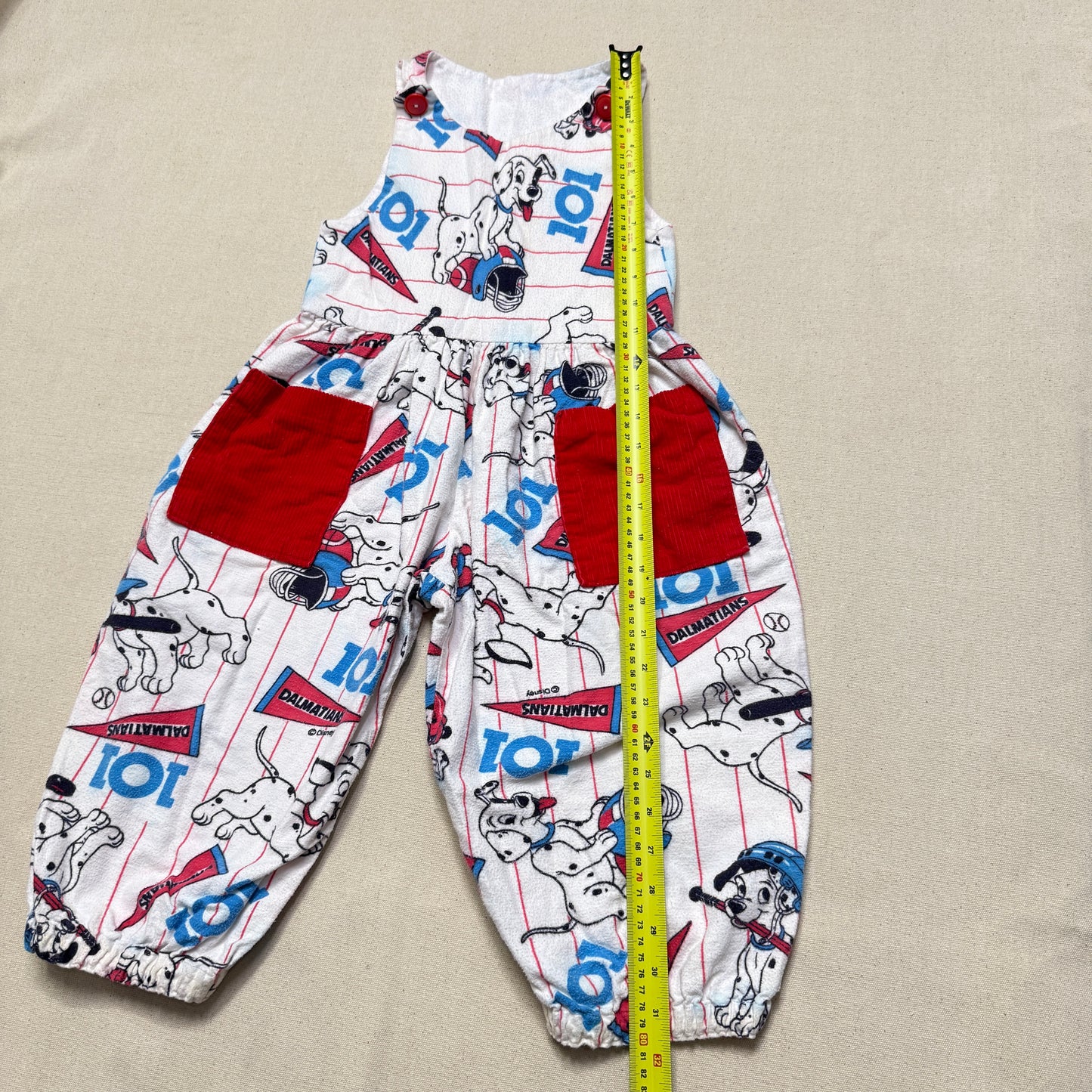 90s Kids Vintage Handmade Dalmatian Loose Fit Overall & Corduroy Zip Up Jacket 2pc Set / 4T 5T