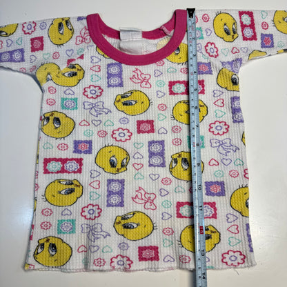 90s Kids Toddler Vintage Looney Tunes Tweety Bird Waffle Long Sleeve Pullover Shirt AOP 18m 2Y 3Y