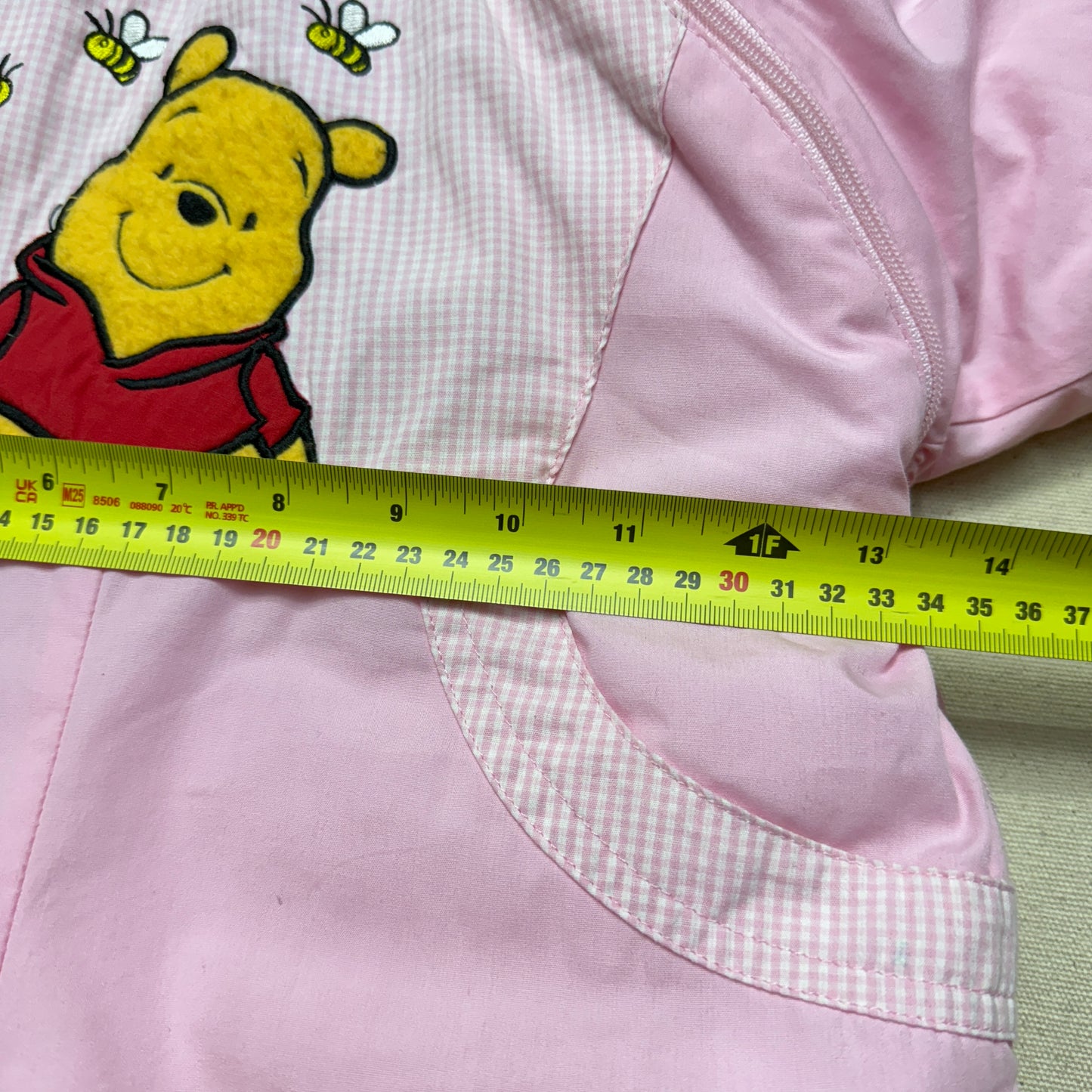 Y2K Kids Infant Vintage Disney Winnie the Pooh Double Zip Up Insulated Winter Suits with Mittens / 6m 9m 12m