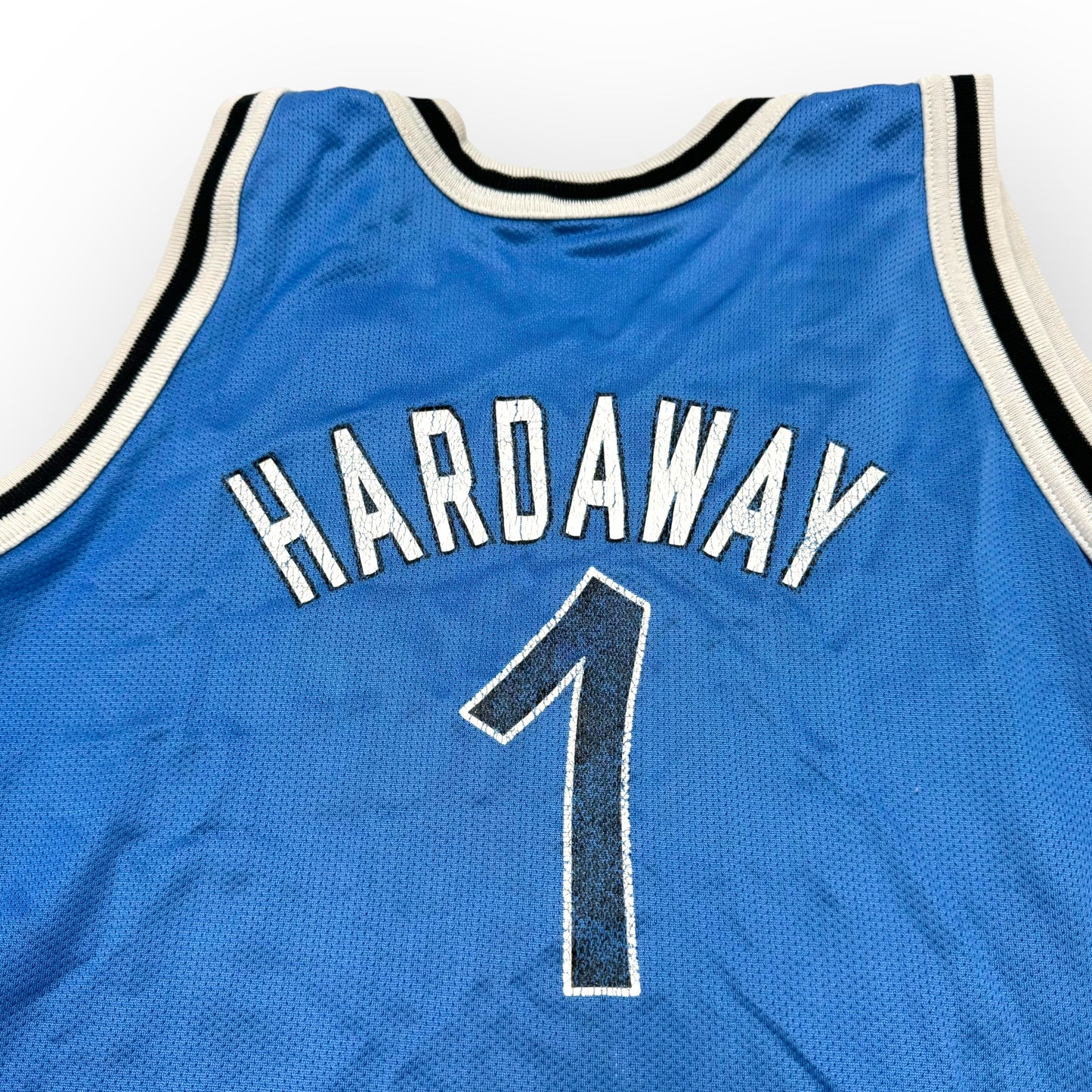 90s VTG Kids Champion Orlando #1 Hardaway Basketball Jersey Blue L(14-16Y)