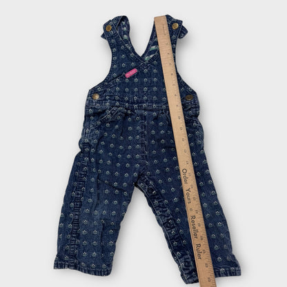 Baby Toddler Vintage Oshkosh Vestbak Denim Crisscross Style Flower Embroidered Overalls 24m Made In USA