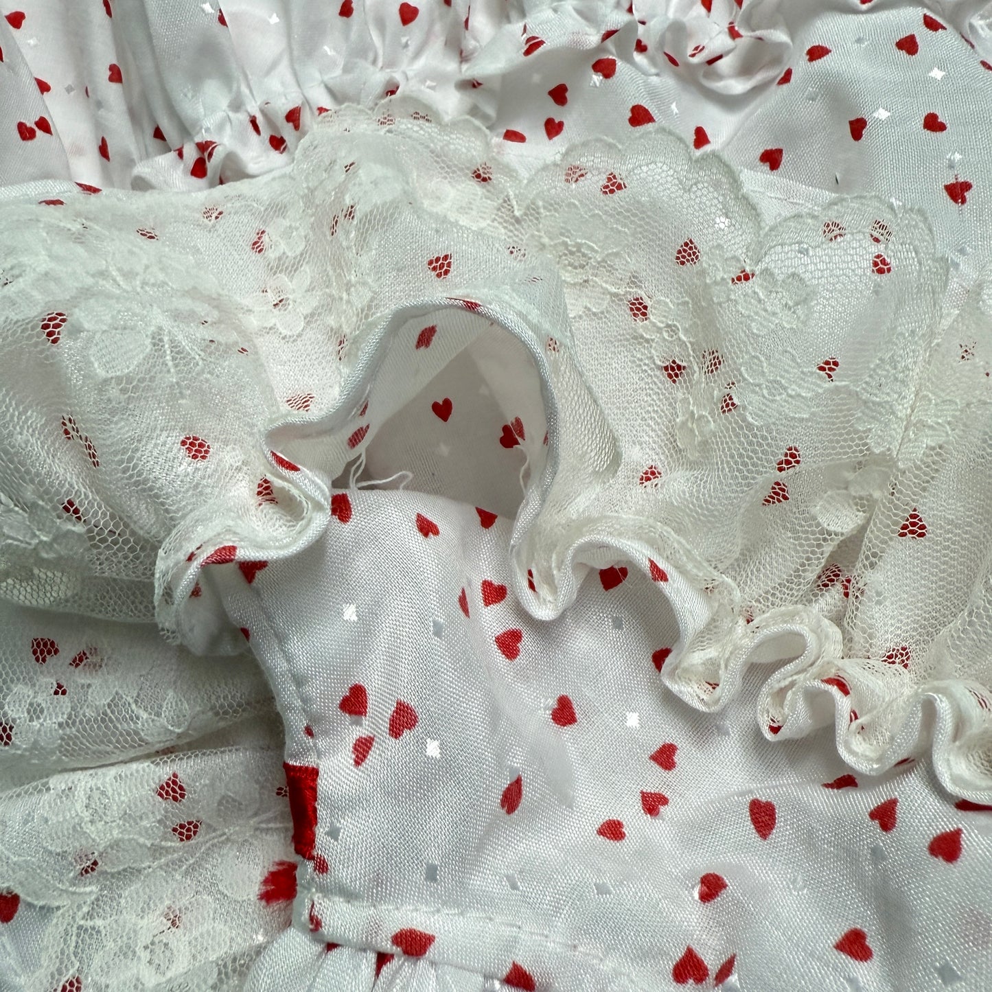 80s 90s Kids Toddler Vintage Martha's Miniatures Heart AOP Lace Raffle Volume dress / 5y 6y 7y