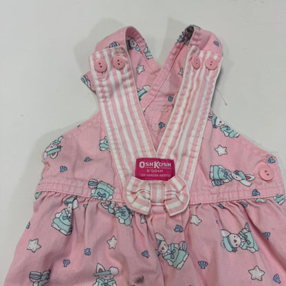 90s Kids Vintage Oshkosh B’Gosh Pink Bunny AOP Front Bow 100% Cotton Overall / 2T / Made in USA
