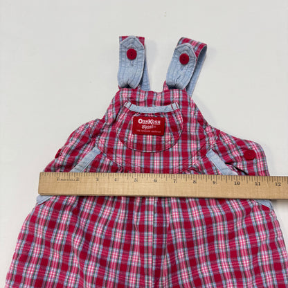 90s Kids Toddler Infant Vintage Baby B’Gosh Oshkosh 2 Piece Set Plaid Overall With Matching White Ruffle Long Sleeve /2T / Made in USA