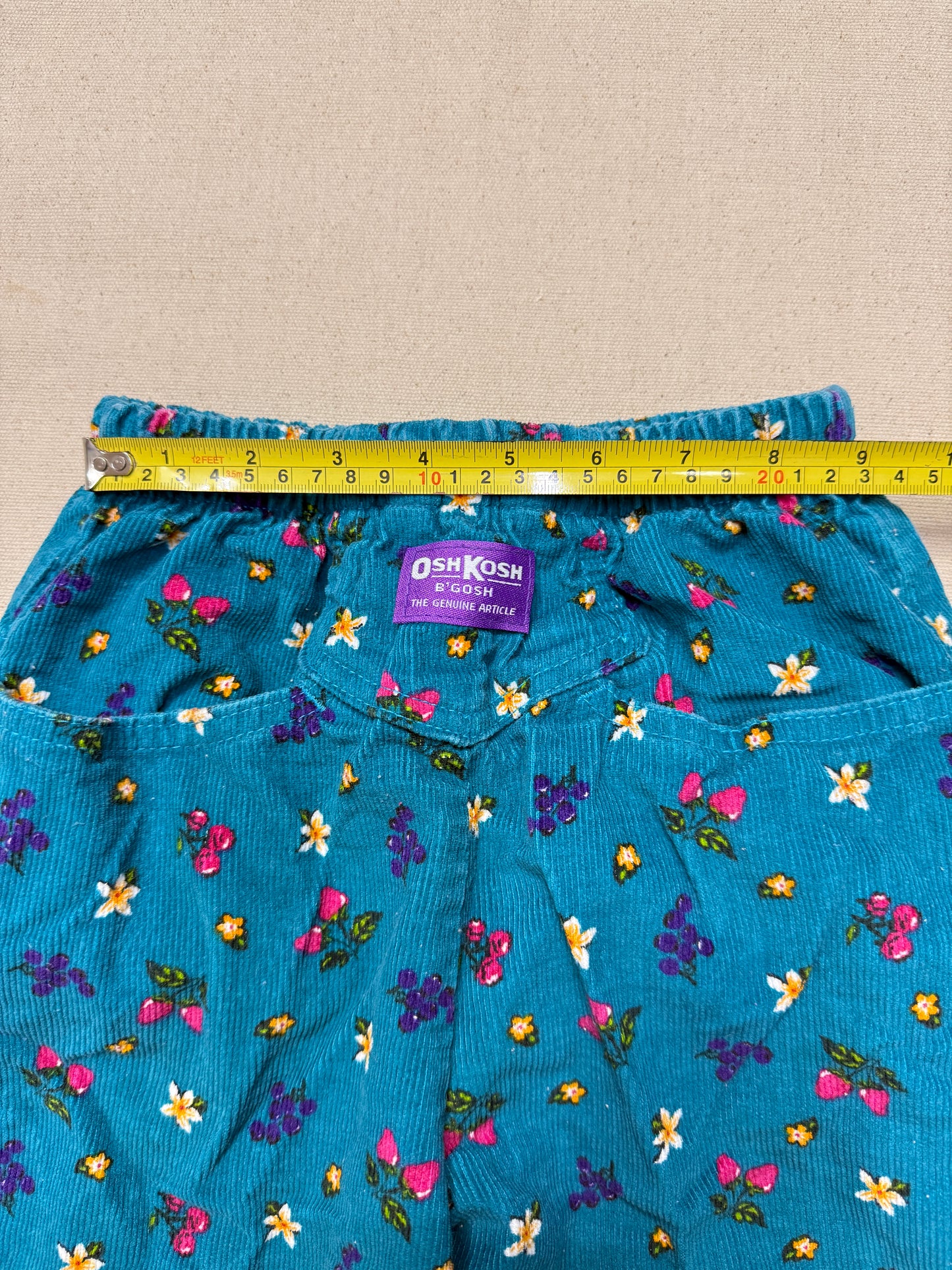 90s Kids Toddler Vintage Oshkosh Bgosh Fruits Flower AOP Corduroy Elastic Pants / 4T 5T
