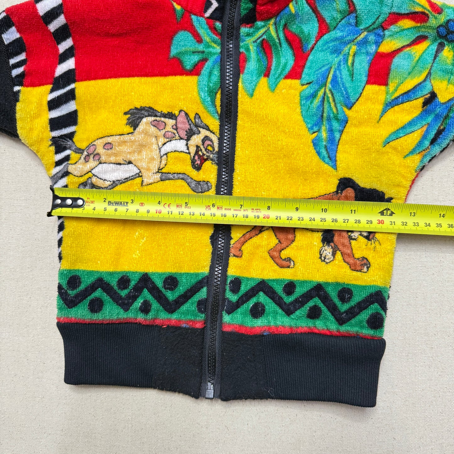 90s Kids Infant Vintage Handmade Lion King Towel Fabric Zip Up Jacket / 12m 18m 24m