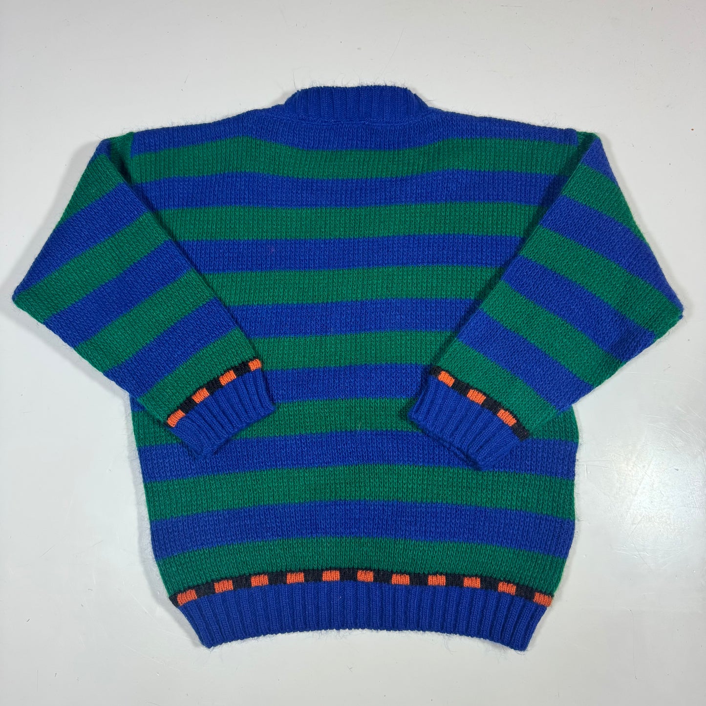 90s Kids Toddler Vintage Disney Pooh and Tiger Striped Green/Blue Knit Pullover Sweater Made in USA 3T