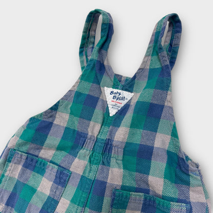 Baby Vintage Oshkosh B’Gosh Vestbak Plaid Bubble Overall 100% Cotton Blue Label 18m Made In USA