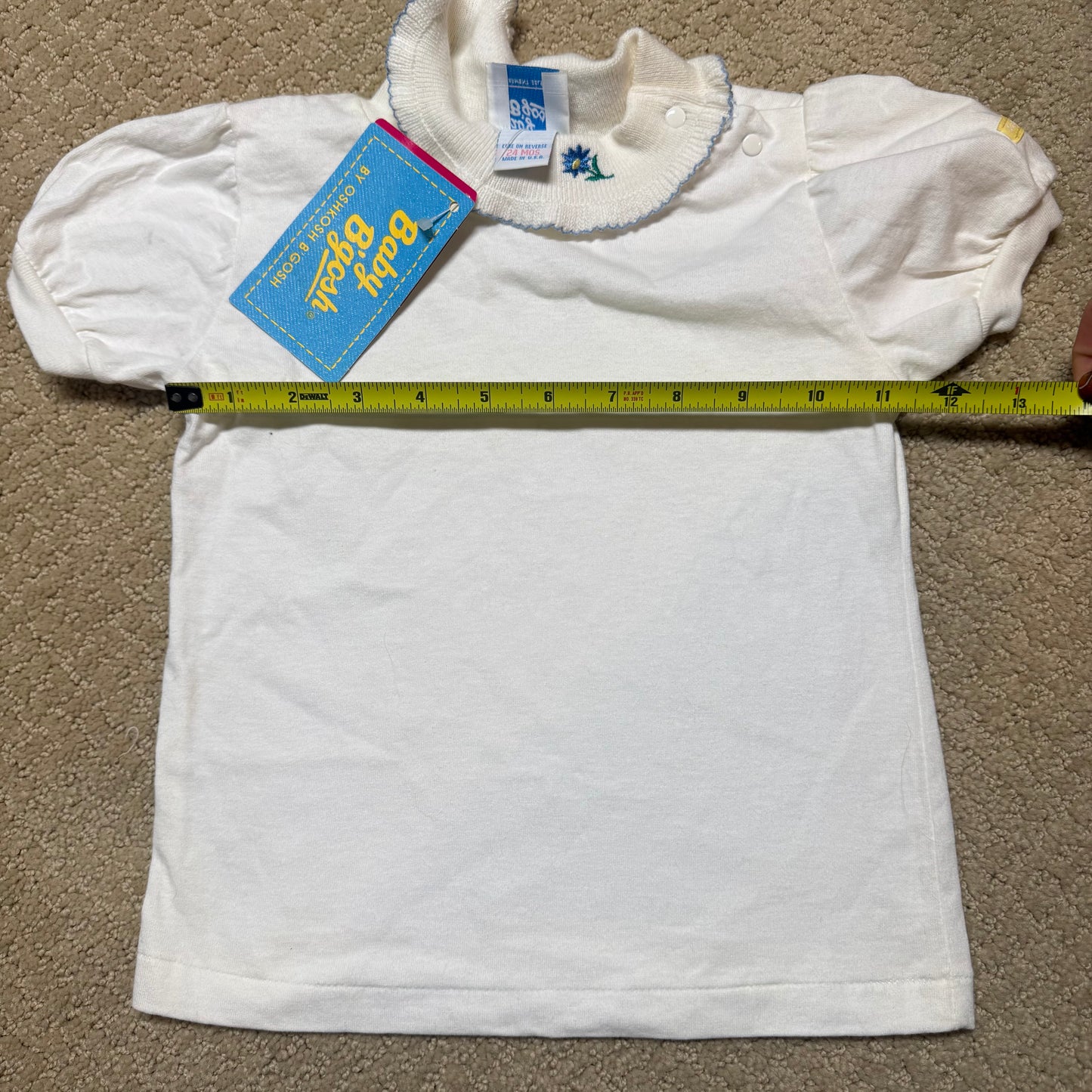 90s Kids Toddler Infant Vintage Baby B’Gosh Oshkosh 2 Piece Set Navy White Star Pattern Overall White T-shirt/ 3m 6m 24m/ Made in USA