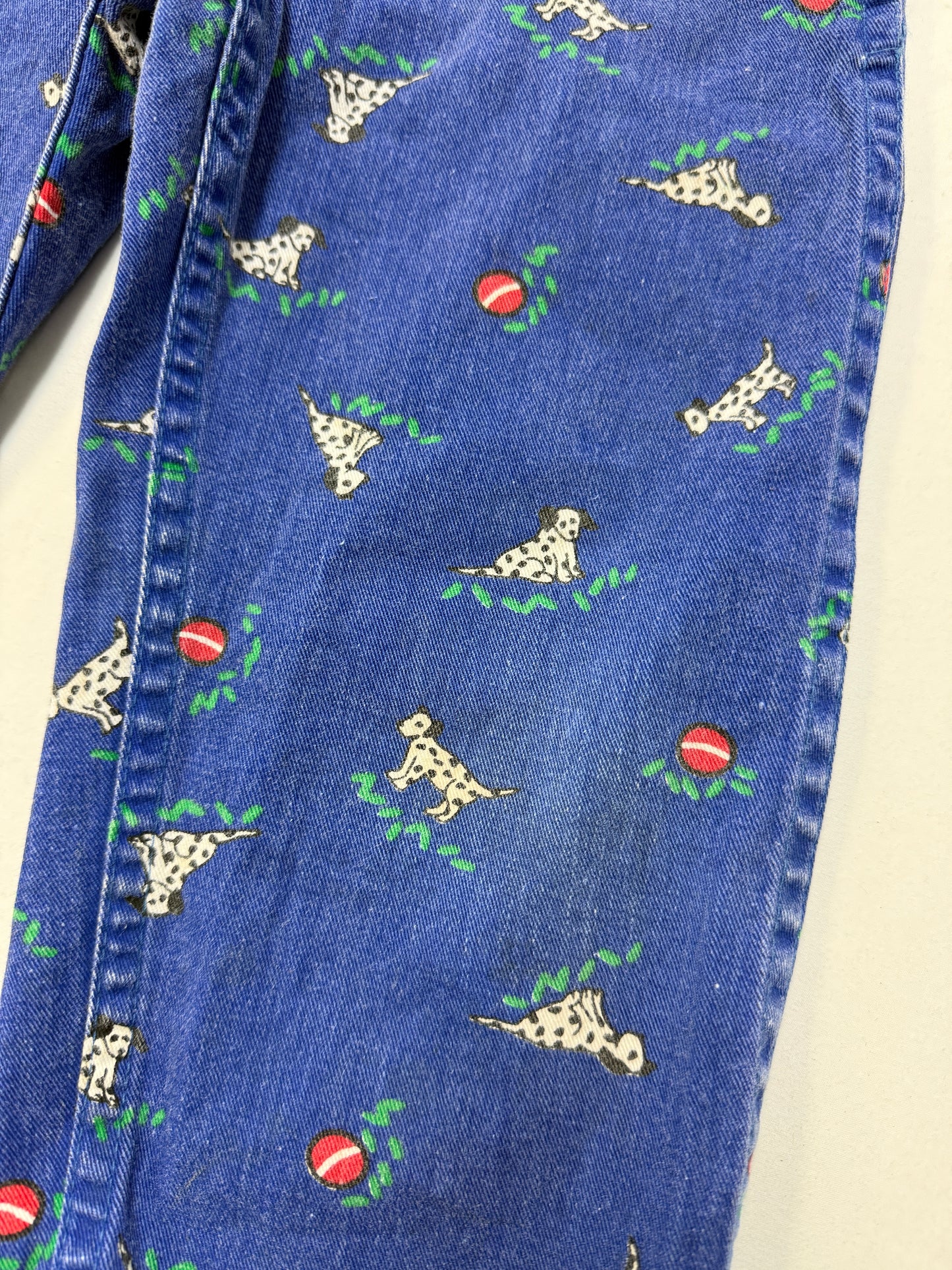 90s Kids Toddler Vintage Oshkosh Bgosh Dalmatian Dog AOP Blue Cotton Overall / 3T