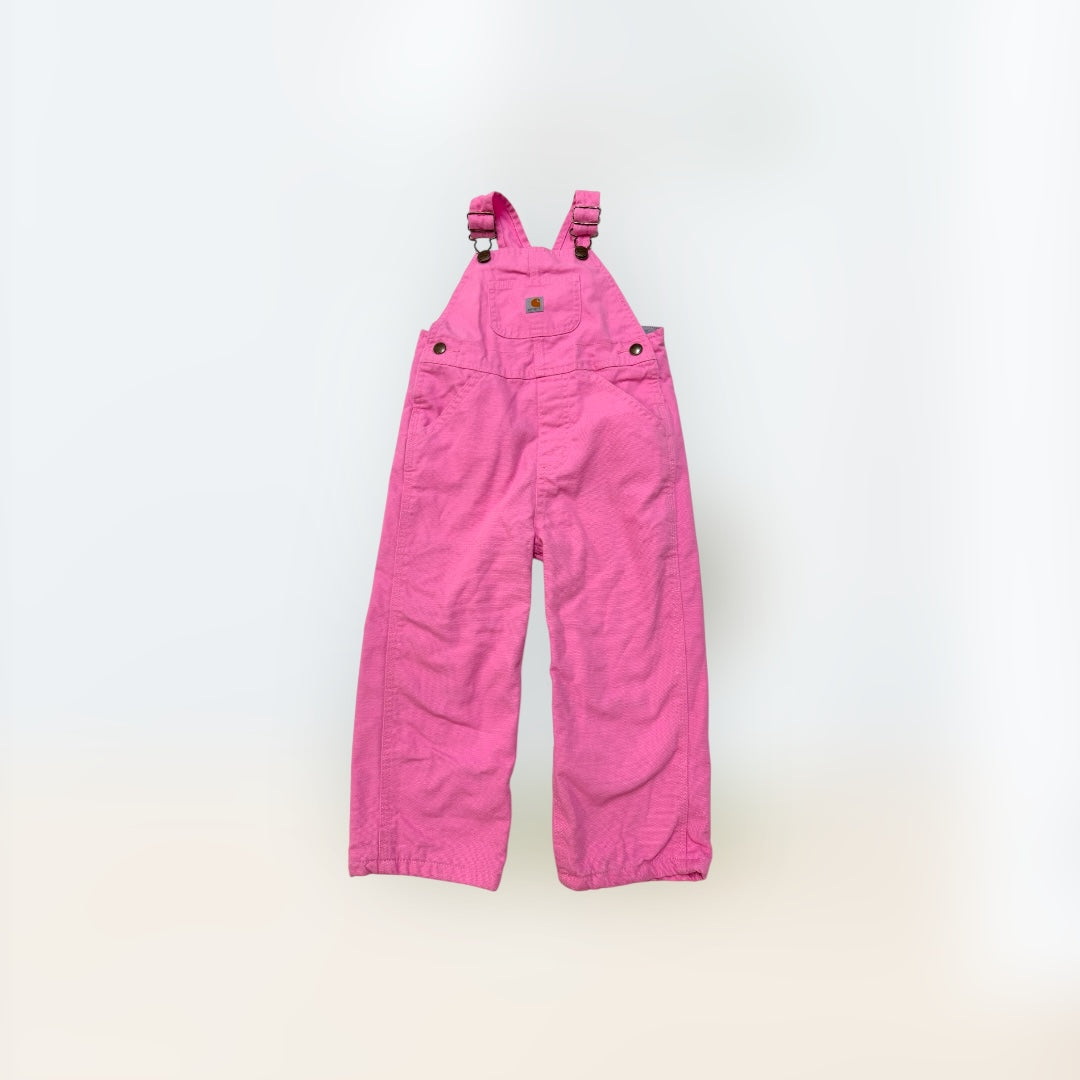 Kids Toddler Pink Carhartt 100% Cotton Plaid Fleece Lined Overall 3T