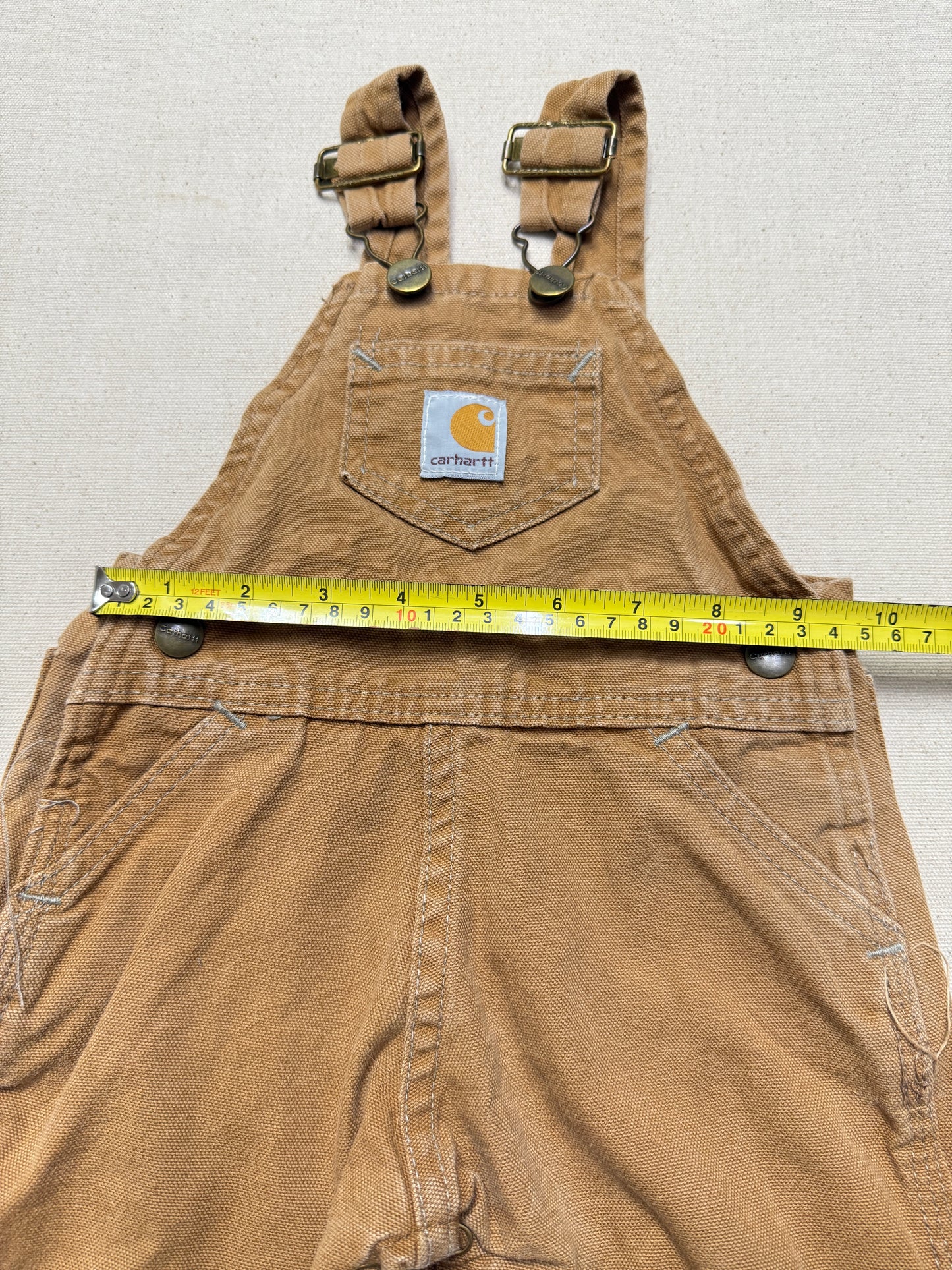 2002 Kids Infant Baby Vintage Carhartt Canvas Bib Light Brown Overall / 6m 9m 12m