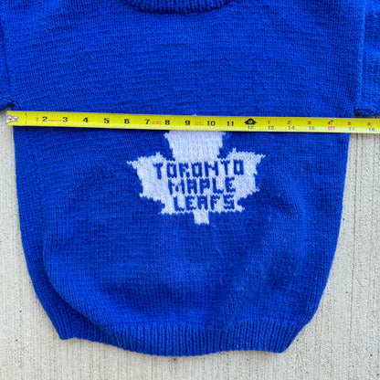 Kids Vintage Child Royal Blue Knit Hans Made Toronto Maple Leafs Knit Pullover Sweater 7Y 8Y 9Y