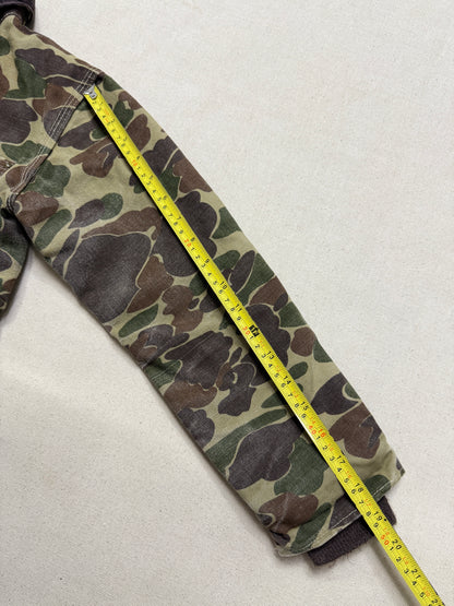 80s Kids Youth Vintage Carhartt Rare Duck Hunting Camo Corduroy Collar Quilt Lined Jacket / 7y 8y 9y
