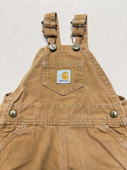 90s  Kids Infant Vintage Carhartt Canvas Bib Light Brown Overall / 9m 12m 18m