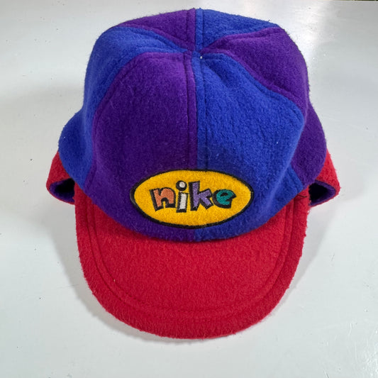 2000s Vintage Nike Kids Toddler Multicolored Fleece Warm Hat With Straps One Size Fits All 2T 3T