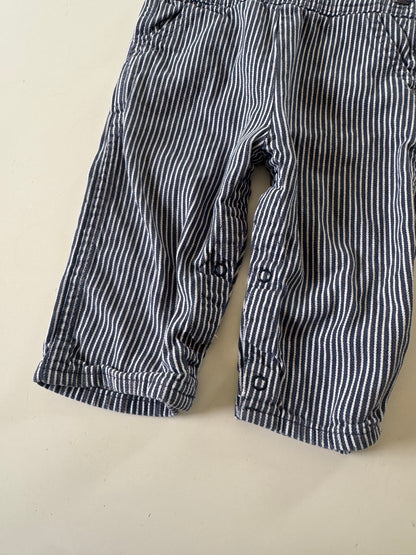 90s Kids Toddler Infant Vintage Baby B’Gosh Oshkosh Navy White  Hickory Overalls //24m / Made in USA