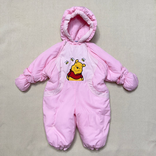 Y2K Kids Infant Vintage Disney Winnie the Pooh Double Zip Up Insulated Winter Suits with Mittens / 6m 9m 12m