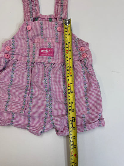 ASIS / 90s Kids Toddler Vintage Oshkosh Bgosh Froral Stripe Pattern Pink Shortall / 2T 3T