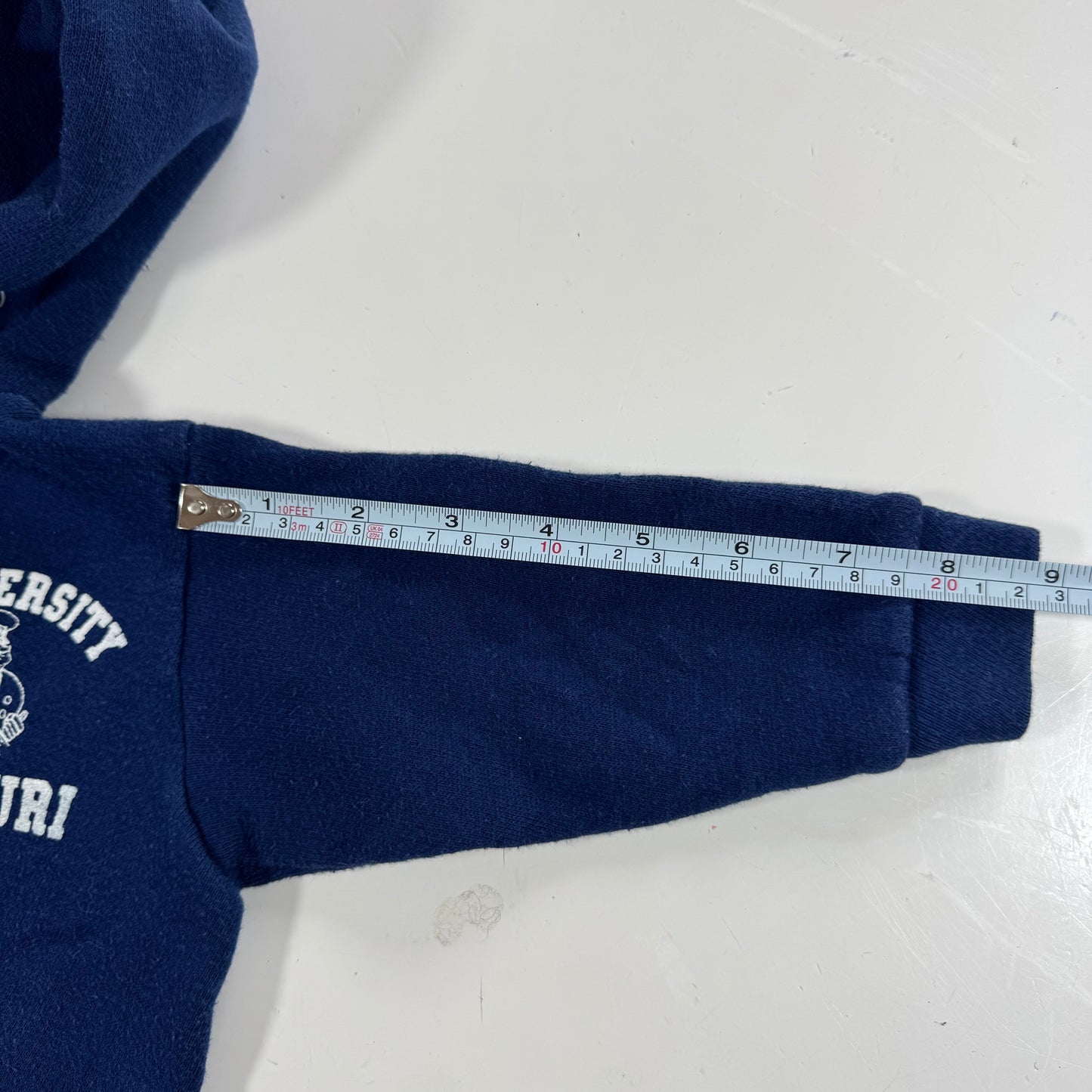 80s Kids Infant Vintage Navy University Missouri Hooded Sweatshirt With Snaps 12m 18m