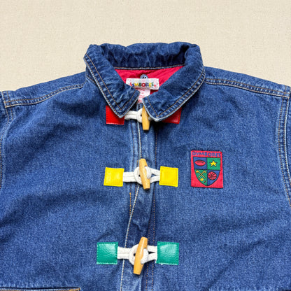 90s Kids Vintage Gymboree Rainbow Tag Quilted Lined Denim Toggle Jacket / 5y 6y 7y