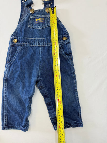 90s Kids Infant Baby Vintage Oshkosh Bgosh Denim Overall and Bears Print Longsleeve Polo Top 2pc Set / 3m 6m 9m / Made in USA