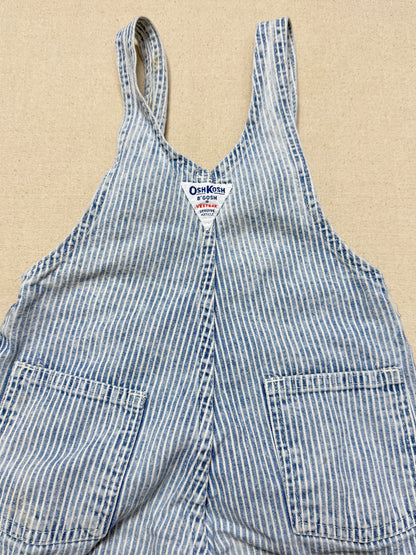 80s 90s Kids Vintage Oshkosh Bgosh Hickory Stripe Suspender Unique Design Slim Straight Overall / 4T 5T / Made in USA