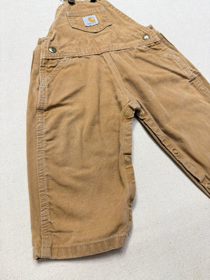 90s  Kids Infant Vintage Carhartt Canvas Bib Light Brown Overall / 9m 12m 18m