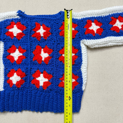 Kids Toddler Vintage Handmade Granny Square Knit Sweater / 2T 3T 4T