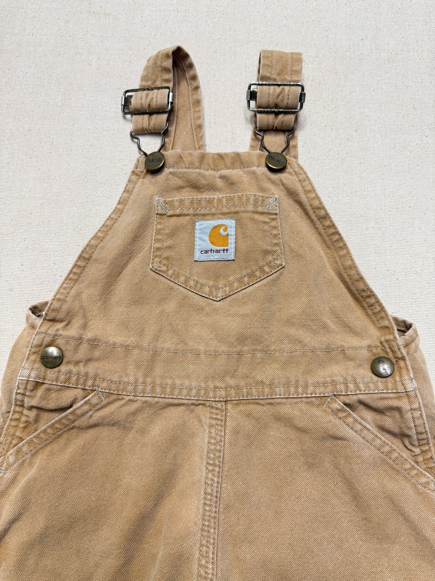 90s 2000 Kids Infant Vintage Carhartt Canvas Bib Light Brown Overall / 12m 18m 24m