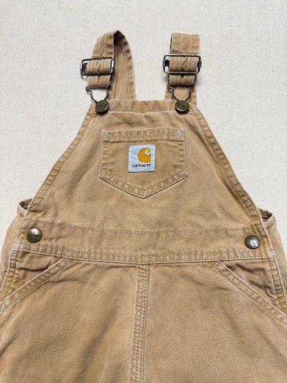 90s 2000 Kids Infant Vintage Carhartt Canvas Bib Light Brown Overall / 12m 18m 24m