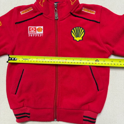 90s 2000' Kids Toddler Vintage Ferrari Shell Red Full Zip Up Racing Fleece Jacket / 3T 4T 5T