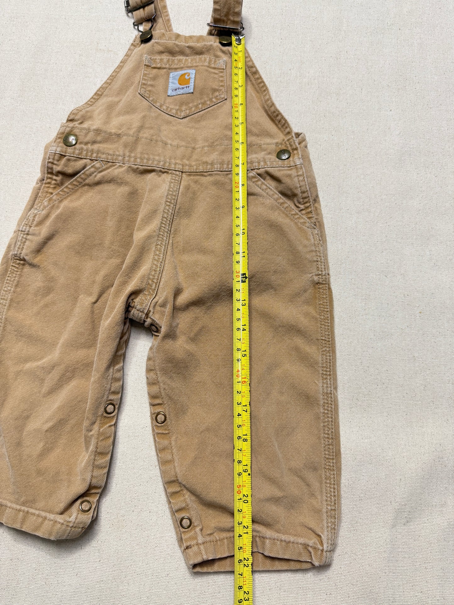 90s 2000 Kids Infant Vintage Carhartt Canvas Bib Light Brown Overall / 12m 18m 24m