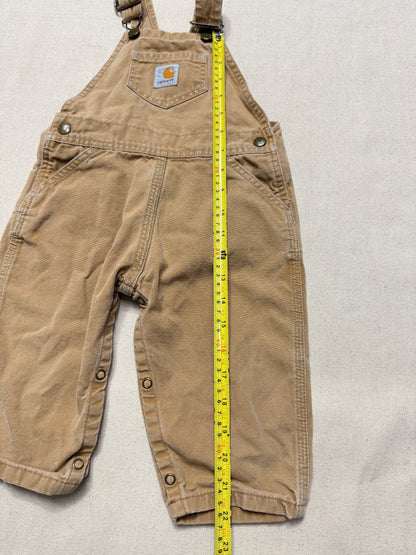 90s 2000 Kids Infant Vintage Carhartt Canvas Bib Light Brown Overall / 12m 18m 24m